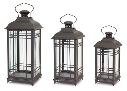 Traditional Black Metal Lantern (Set of 3) -Ship Only