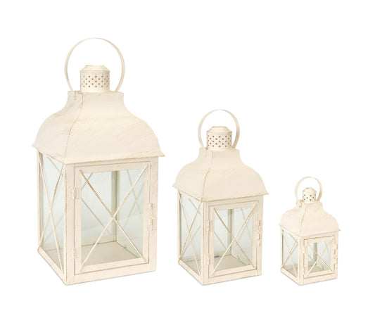 Lantern (Set of 3) 8.5"H, 13.75"H, 18.5"H Metal/Glass -Ship Only