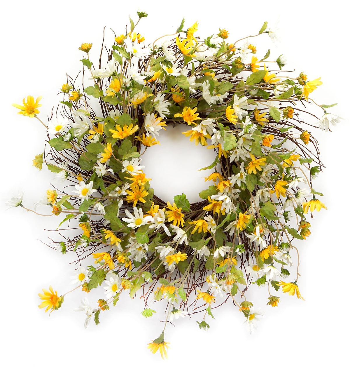 Mixed Daisy Floral Wreath 24"D -Ship Only