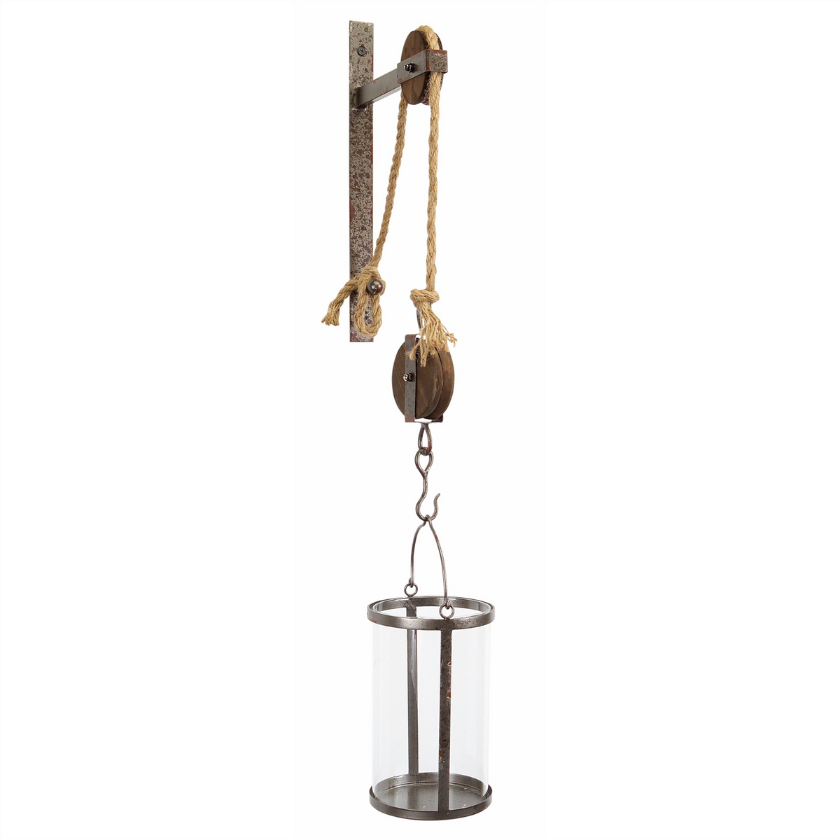 Industrial Pulley Mounted Canister Candleholder -Ship Only