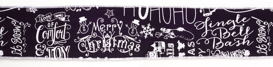 Black and White Christmas Sentiment Ribbon (Set of 2) -Ship Only
