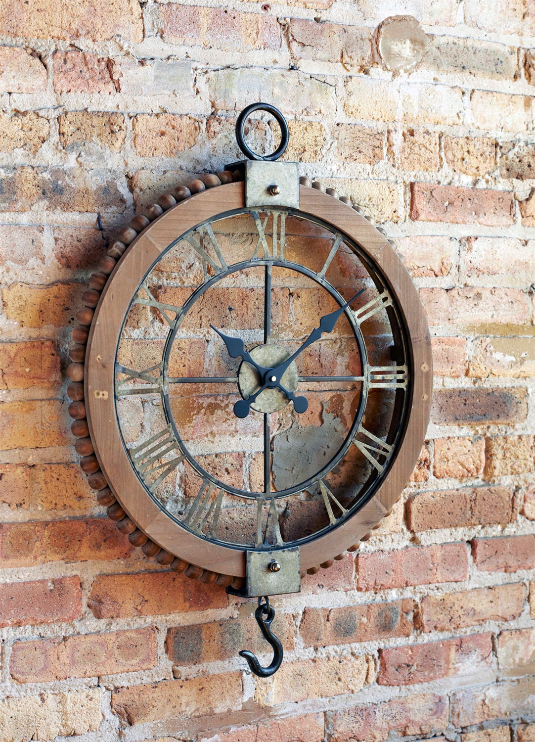 Open Face Industrial Wall Clock w/Hook Accent 22"D -Ship Only