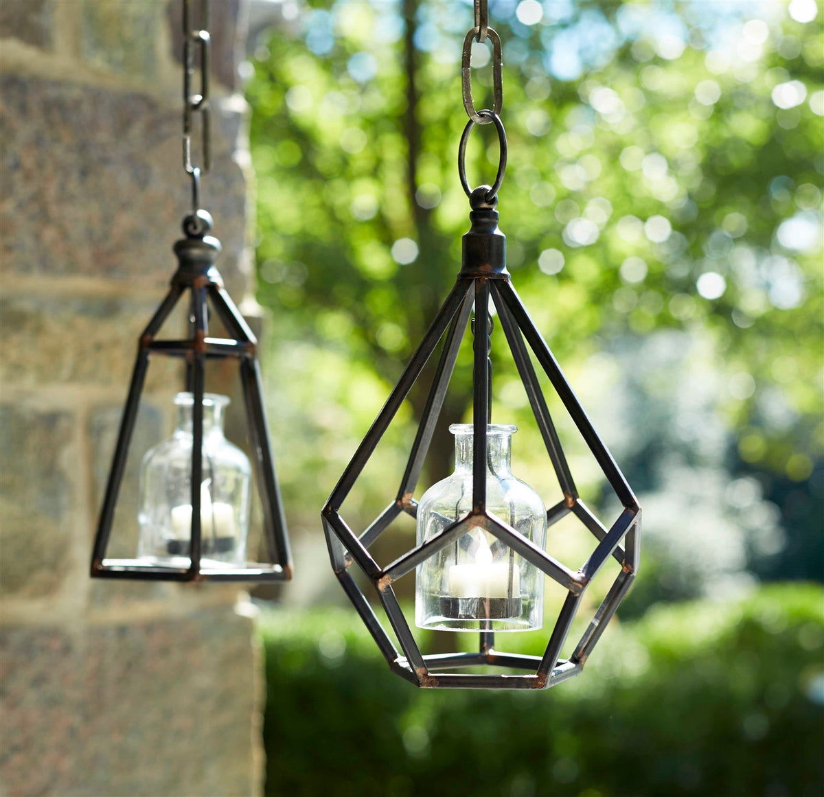 Metal Frame Hanging Tea Light Holder (Set of 2) -Ship Only
