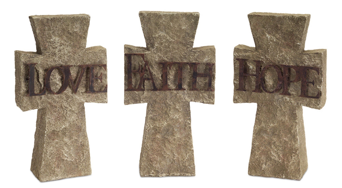 Stone Tabletop Sentiment Cross (Set of 3) -Ship Only
