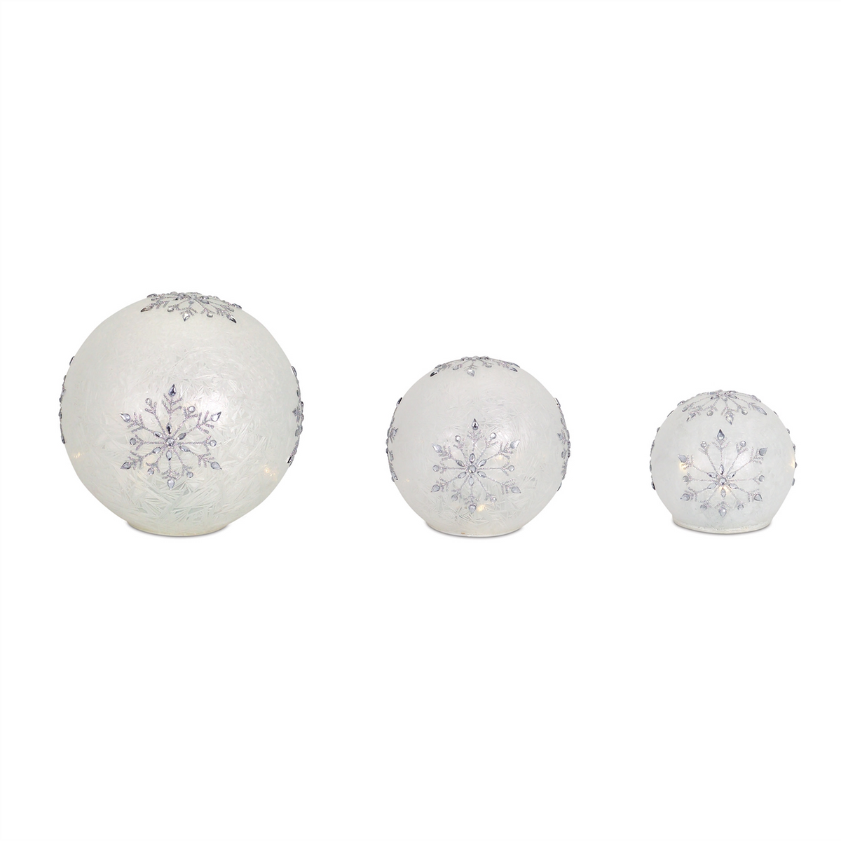 LED Frosted Snowflake Jewel Globe (Set of 3) -Ship Only