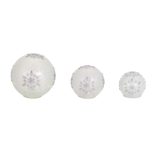 LED Frosted Snowflake Jewel Globe (Set of 3) -Ship Only