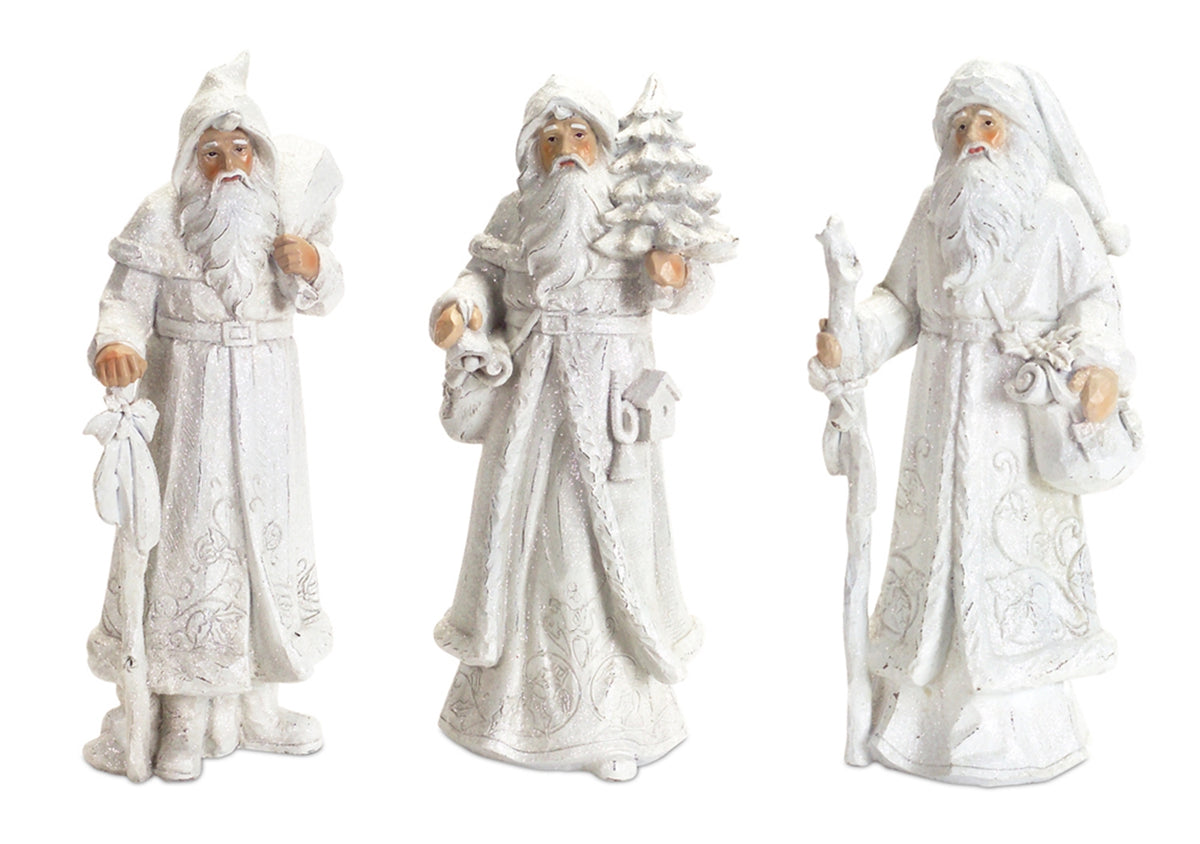 Snowy White Winter Santa Figurine (Set of 3) -Ship Only