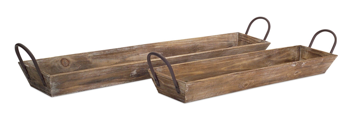 Wooden Tray with Handles (Set of 2) -Ship Only