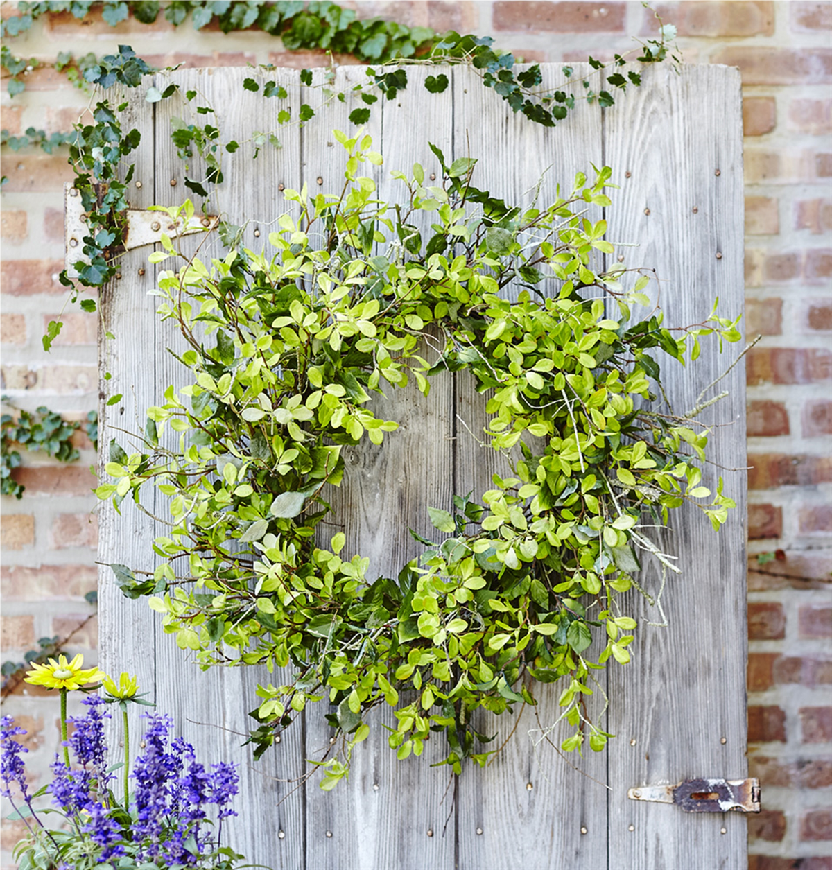 Oversized Mixed Foliage Twig Wreath 30"D -Ship Only