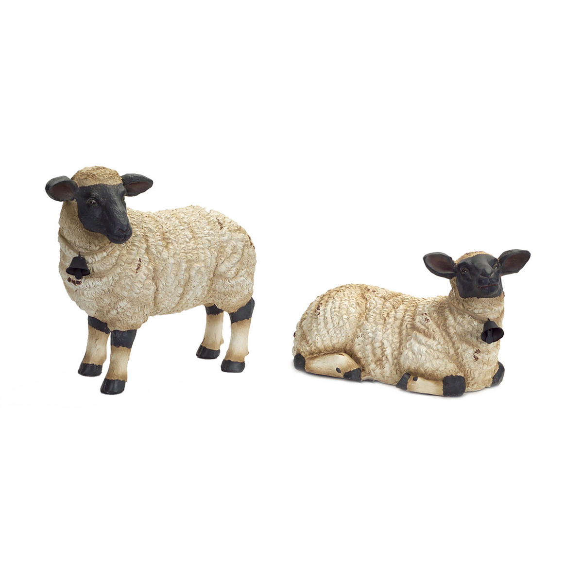 Rustic Sheep Figurine with Bell Accent (Set of 2) -Ship Only