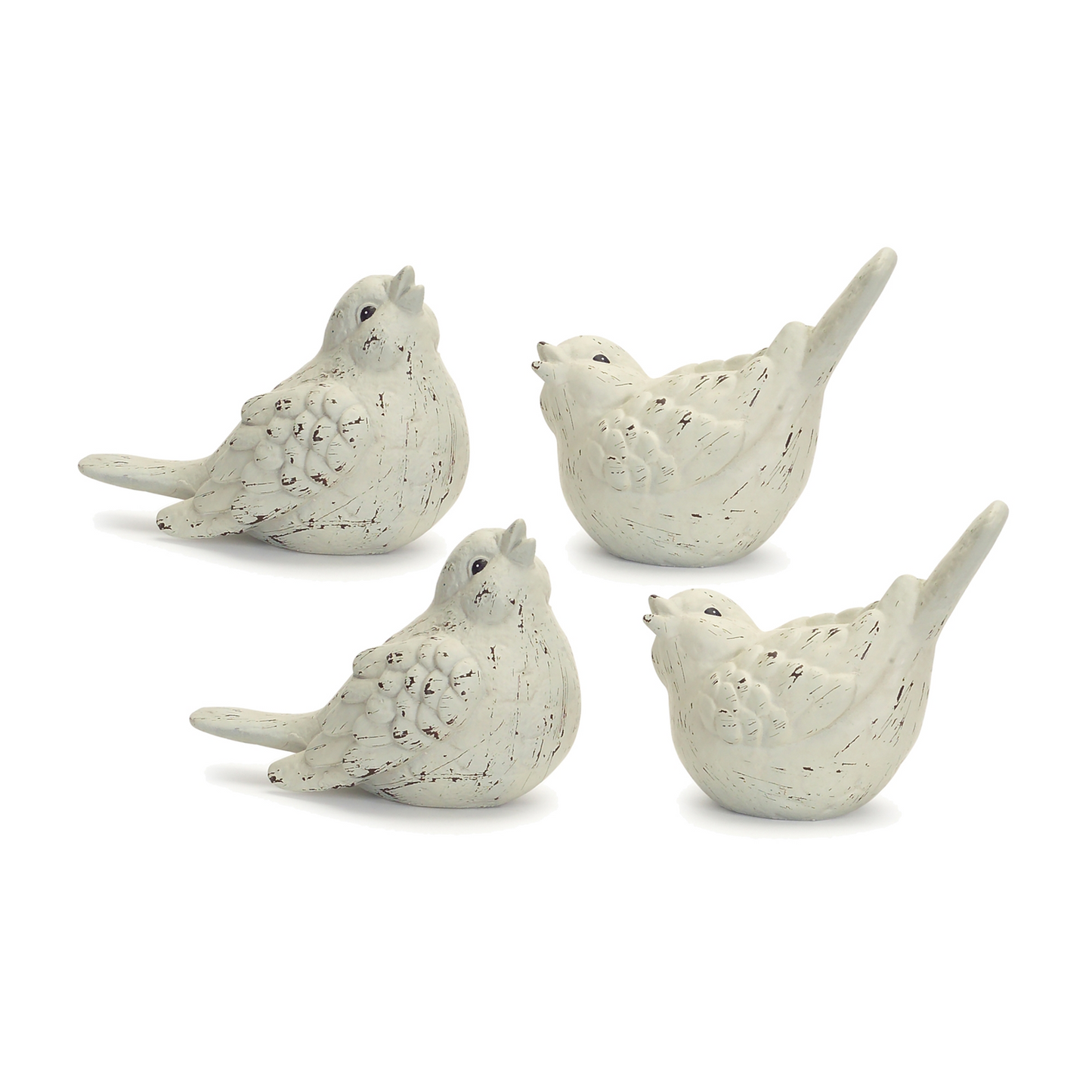 Ivory Terra Cotta Bird Figurine (Set of 4) -Ship Only