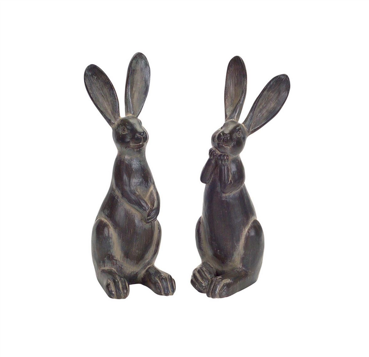 Brown Long Ear Rabbit Statue (Set of 2) -Ship Only