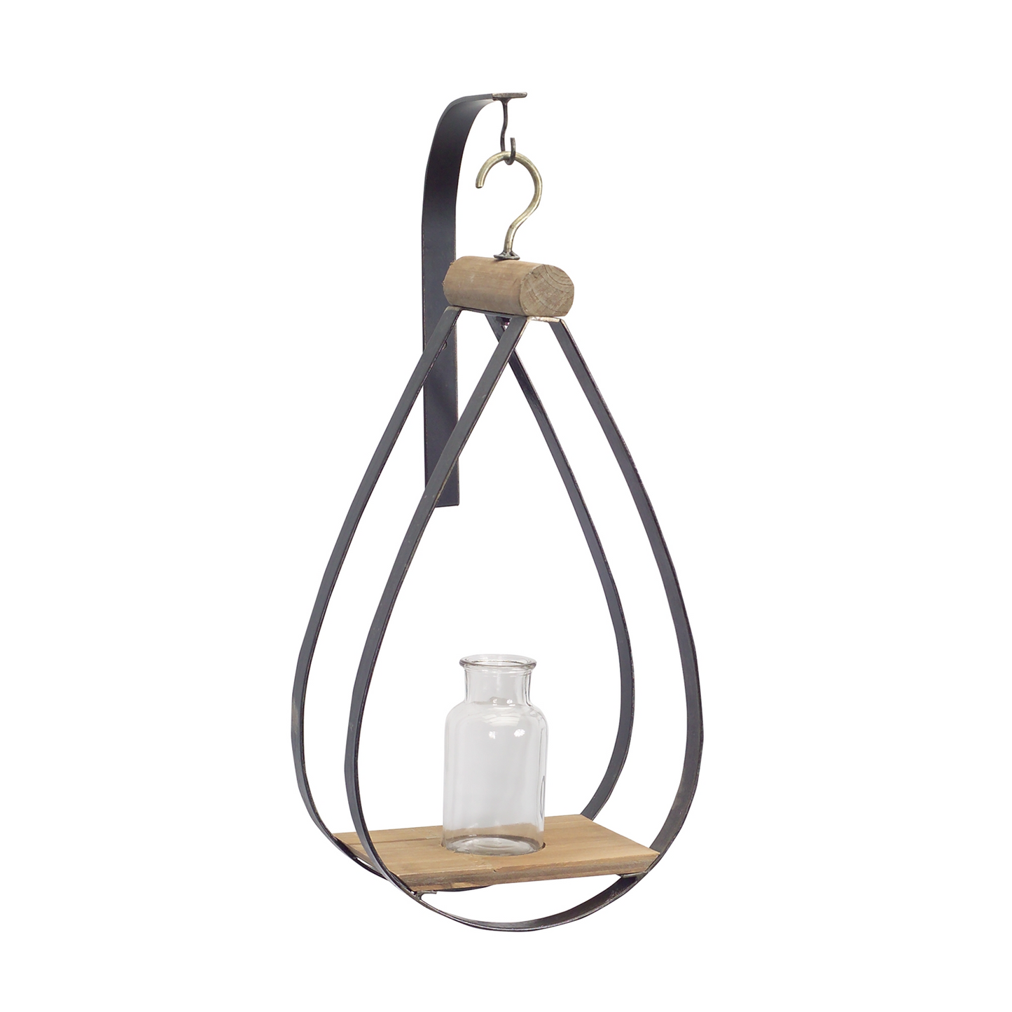 Hanging Bottle Vase in Teardrop Frame (Set of 2) -Ship Only