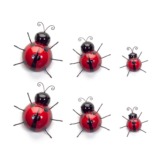 Metal Lady Bug Garden Decor (Set of 6) -Ship Only