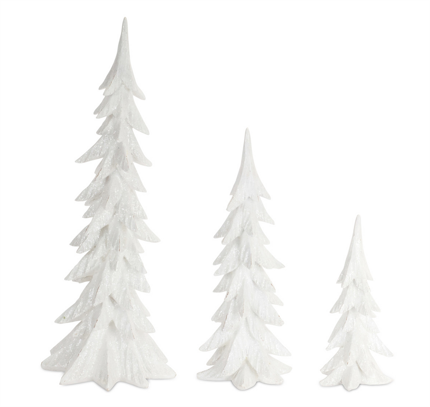White Shimmer Tabletop Holiday Tree (Set of 3) -Ship Only