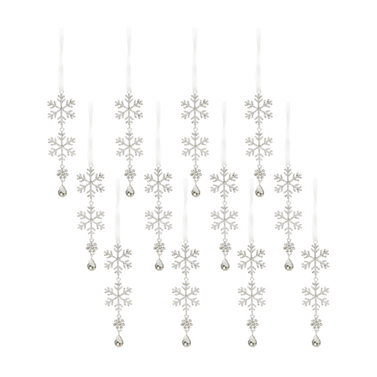 Jewel Tiered Snowflake Ornament Drop (Set of 12) -Ship Only
