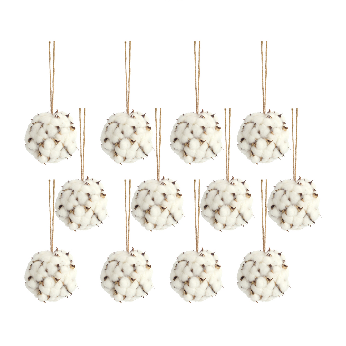 Cotton Orb with Twine Hanger (Set of 12) -Ship Only