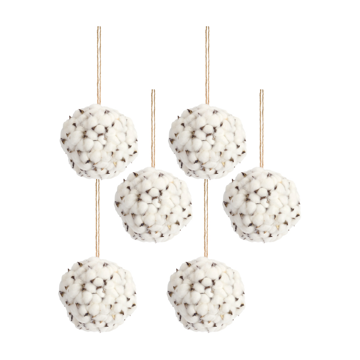 Cotton Orb with Twine Hanger (Set of 6) -Ship Only