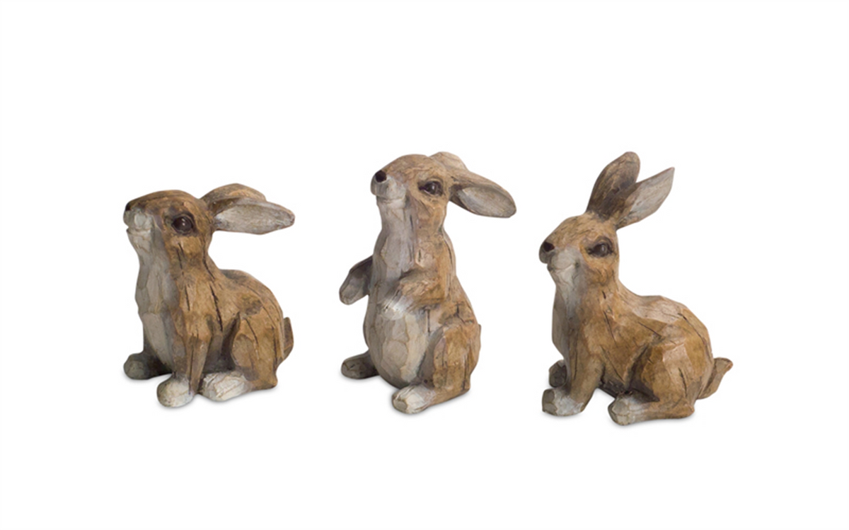 Carved Stone Garden Rabbit Figurine (Set of 6) -Ship Only