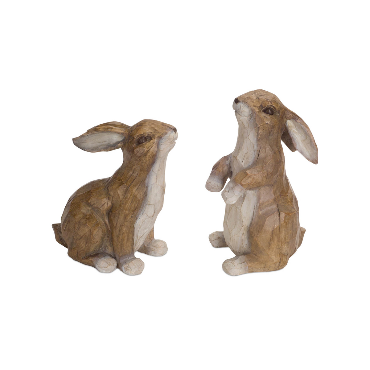 Carved Stone Garden Rabbit Figurine (Set of 2) -Ship Only