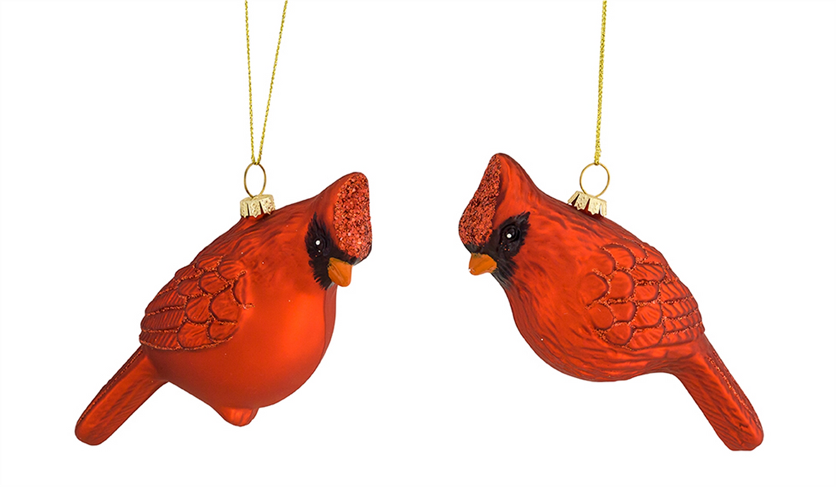 Glass Cardinal Bird Ornament (Set of 12) -Ship Only