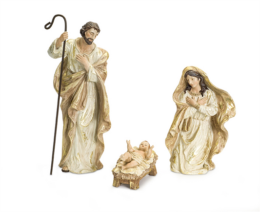 Nativity Holy Family Figurines with Gold Accents (Set of 3) -Ship Only