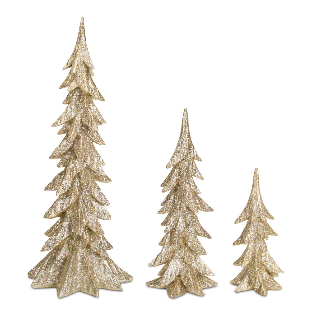 Gold Shimmer Tabletop Holiday Tree (Set of 3) -Ship Only