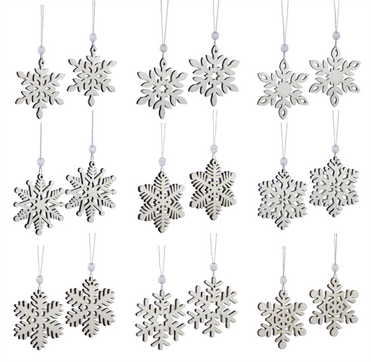 Wooden Mini Snowflake Ornament (Set of 18) -Ship Only