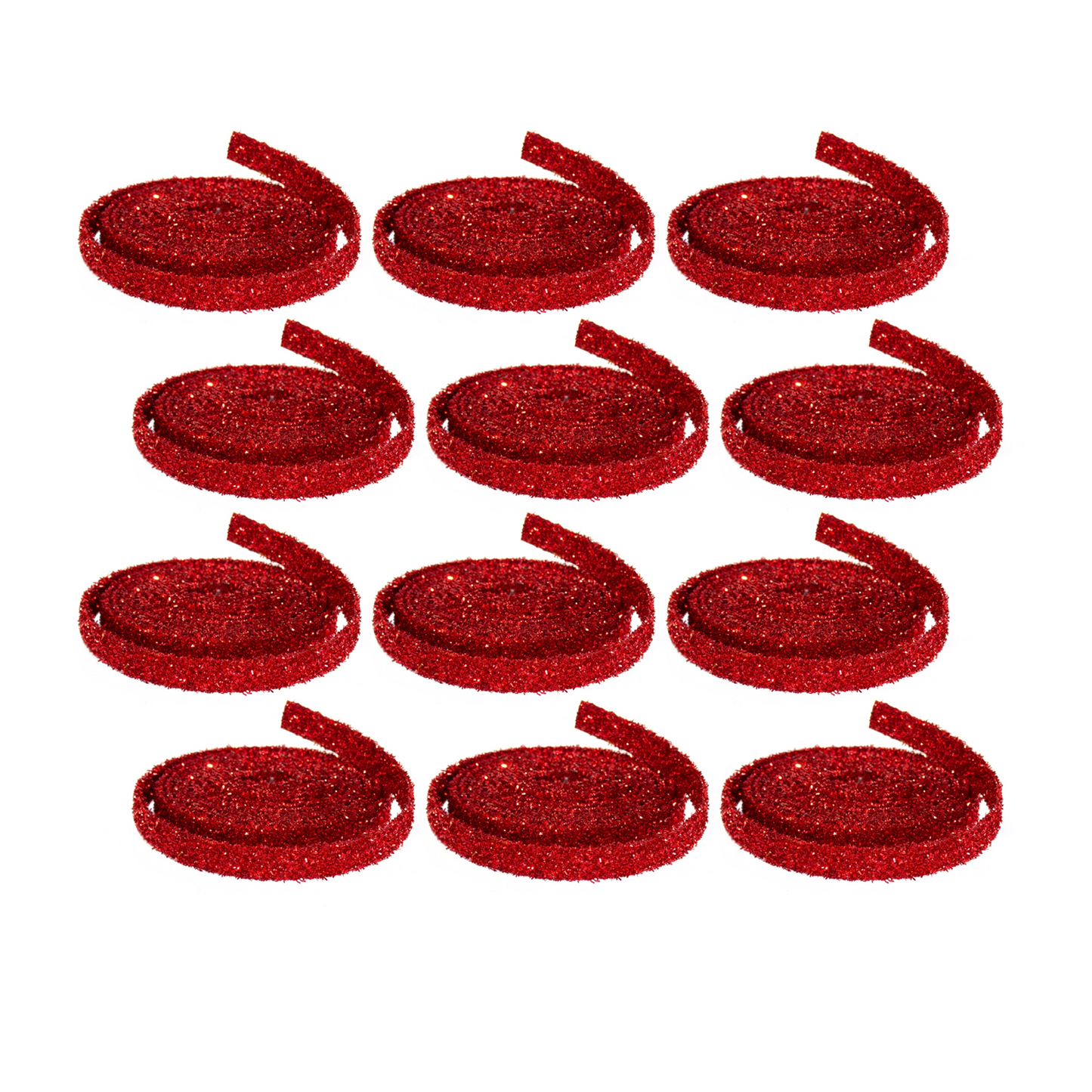 Red Glitter Rope Ribbon (Set of 12 Rolls) -Ship Only