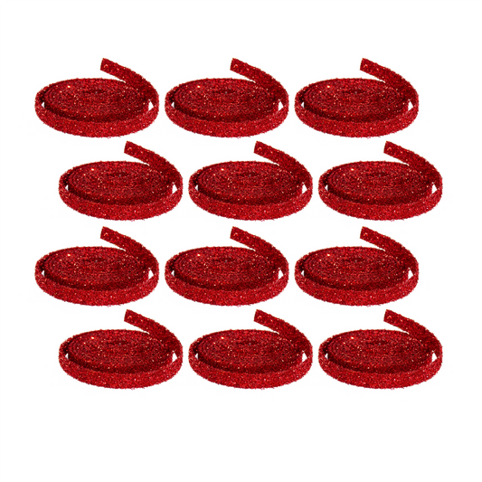 Red Glitter Rope Ribbon (Set of 12 Rolls) -Ship Only