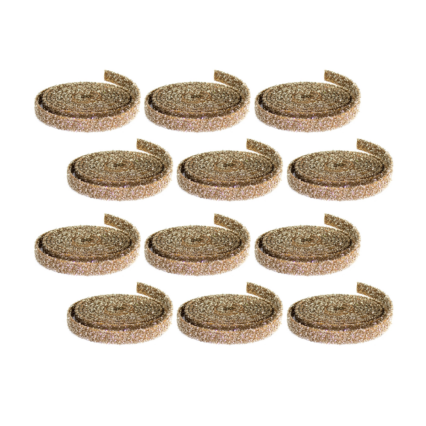 Gold Glitter Rope Ribbon (Set of 12 Rolls) -Ship Only