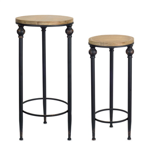 Table (Set of 2) 10.25" x 22.5"H, 12" x 26.75"H Metal/Wood -Ship Only
