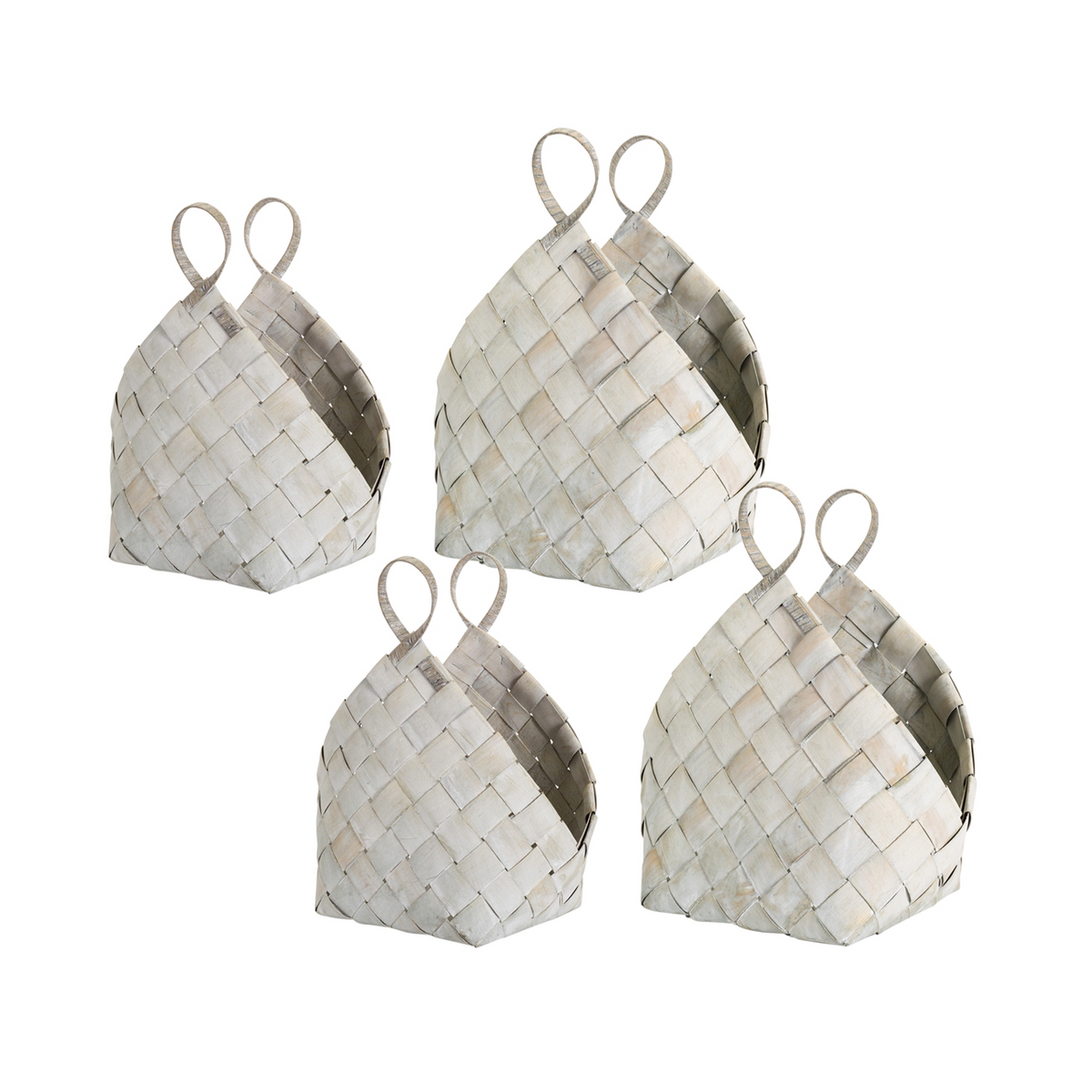 Woven Metasequoia Wood Basket with Handles (Set of 4) -Ship Only