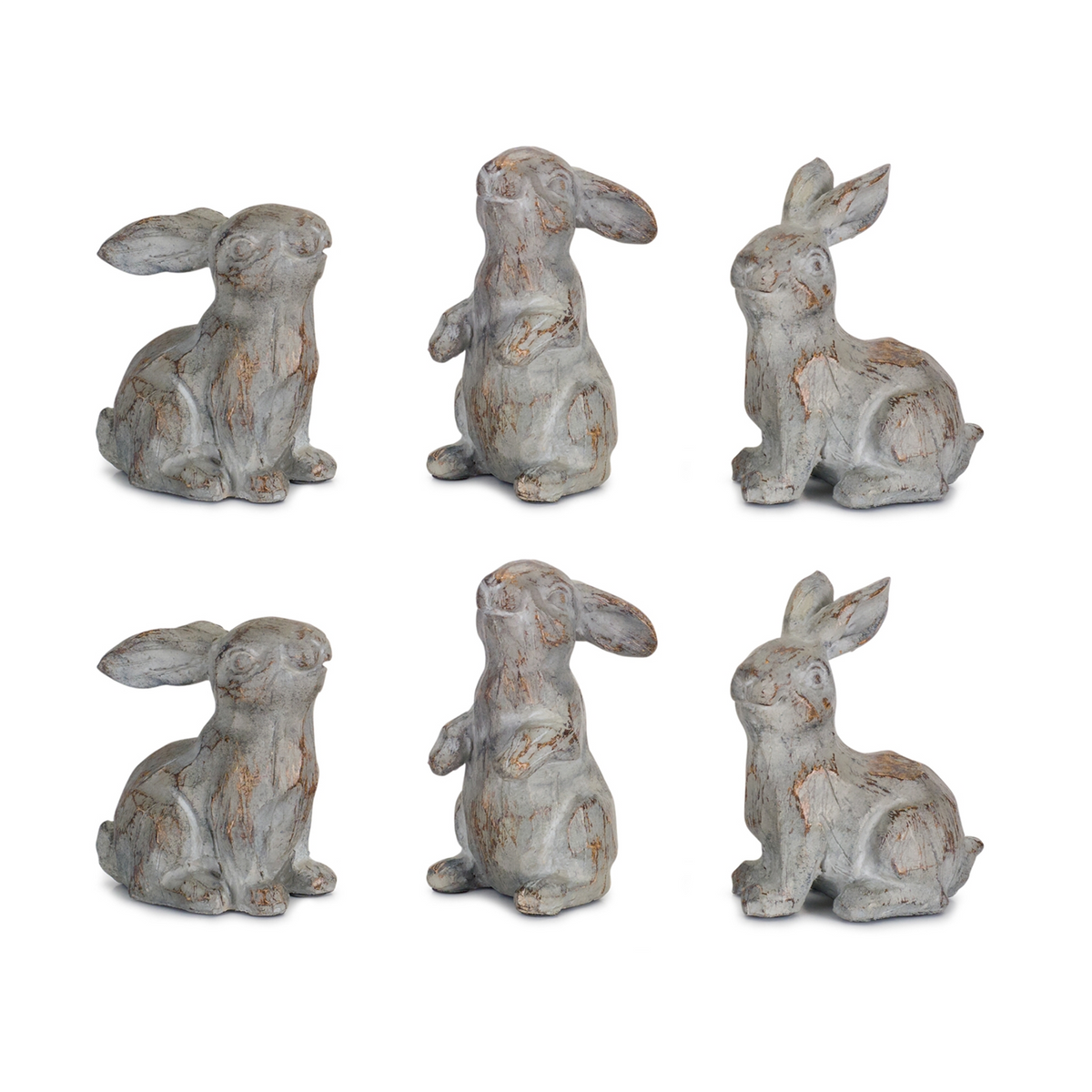 Rabbit (Set of 6) 3.75"H Stone Powder/Resin -Ship Only