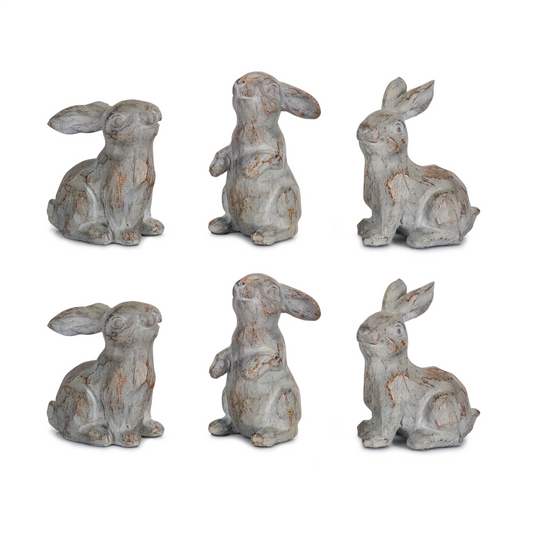 Rabbit (Set of 6) 3.75"H Stone Powder/Resin -Ship Only
