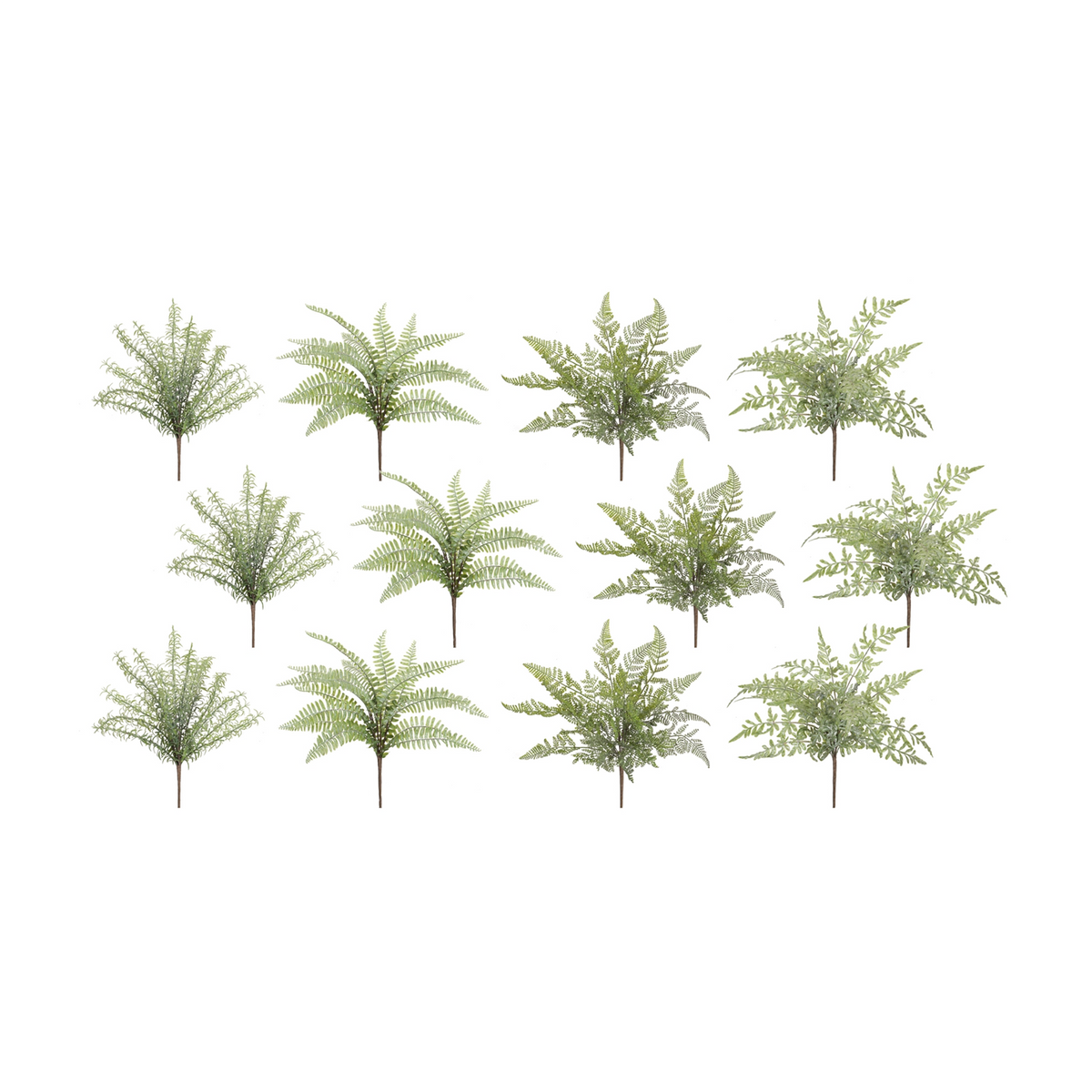Assorted Fern Foliage Bush (Set of 12) -Ship Only