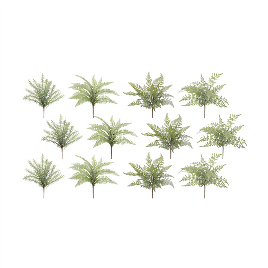 Assorted Fern Foliage Bush (Set of 12) -Ship Only