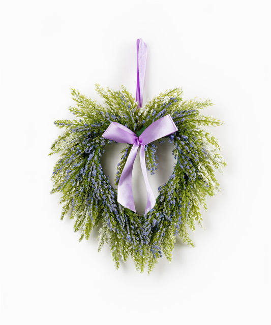 Lavender Heart Wreath (Set of 2) Twig/Plastic 10" -Ship Only