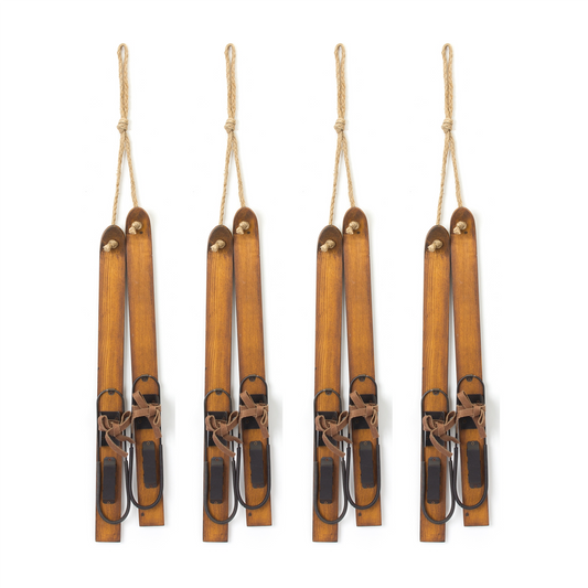 Vintage Wood Hanging Ski Decor (Set of 4) -Ship Only