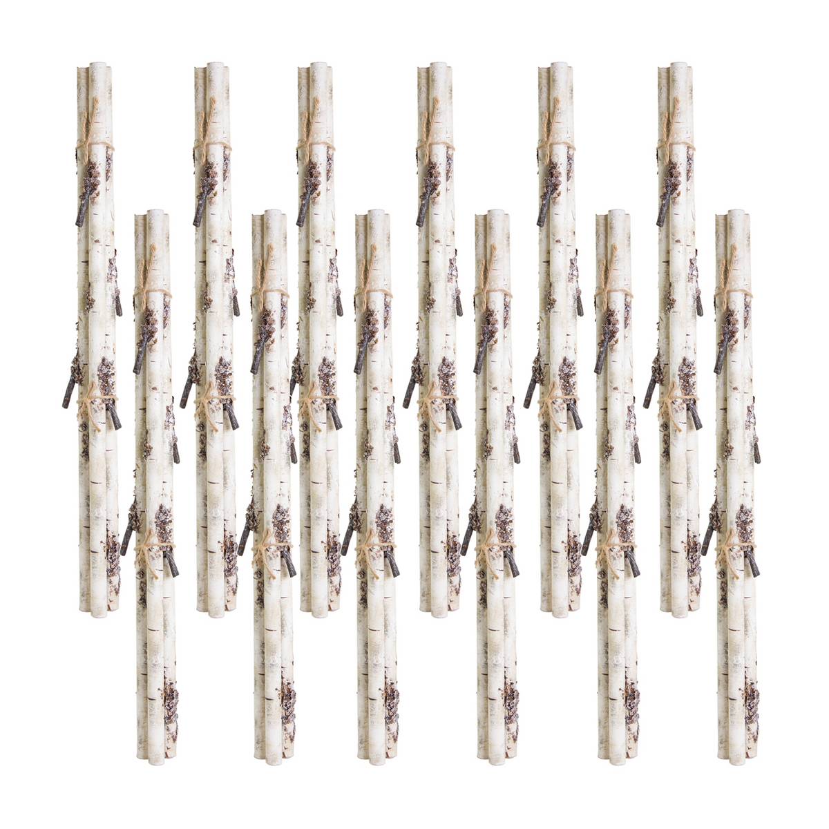 Rustic Birch Log Bundle with Snowy Accents (Set of 12) -Ship Only
