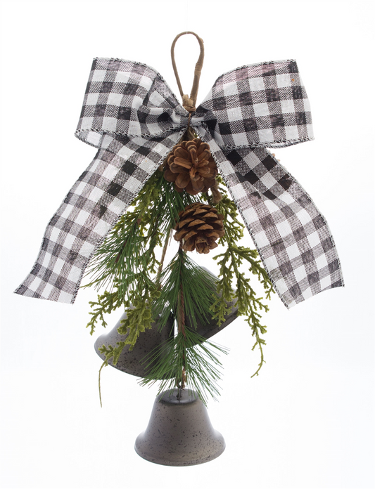 Pine and Bell Bow Drop (Set of 6) -Ship Only