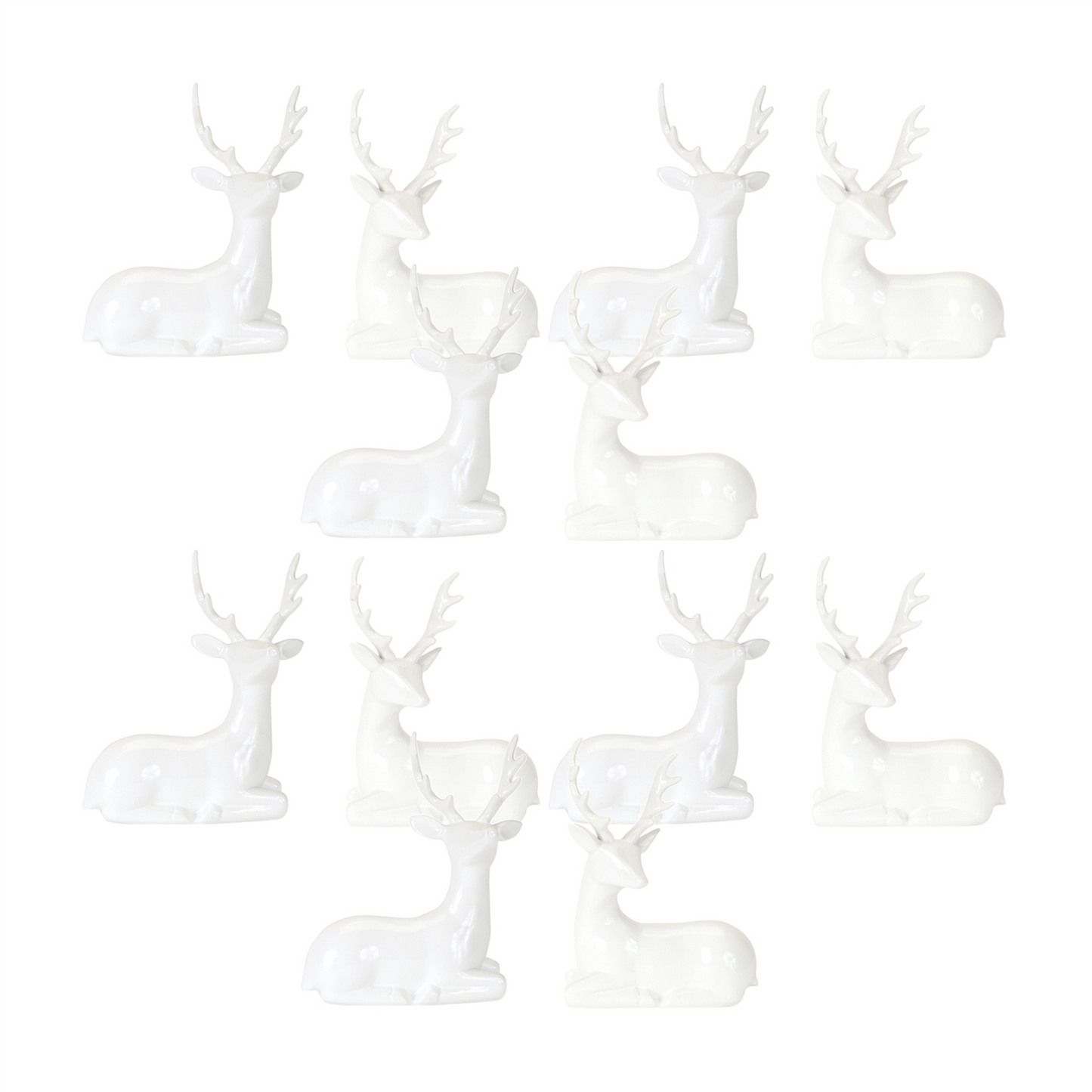 Modern White Winter Deer Figurine (Set of 12) -Ship Only