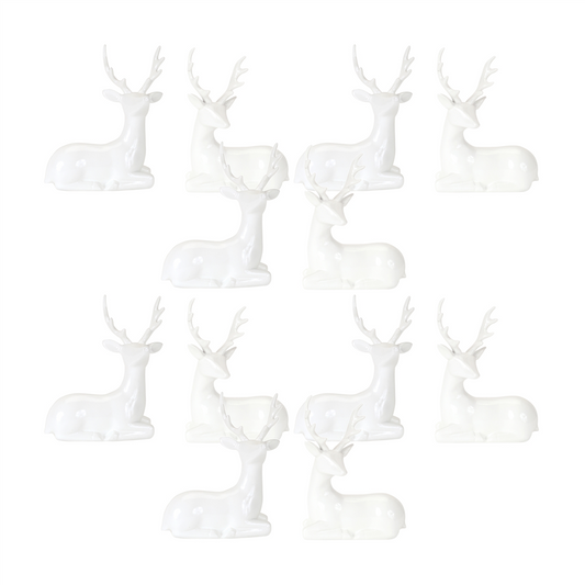 Modern White Winter Deer Figurine (Set of 12) -Ship Only