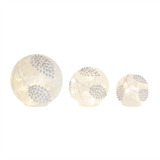 LED Frosted Silver Pinecone Orb (Set of 3) -Ship Only