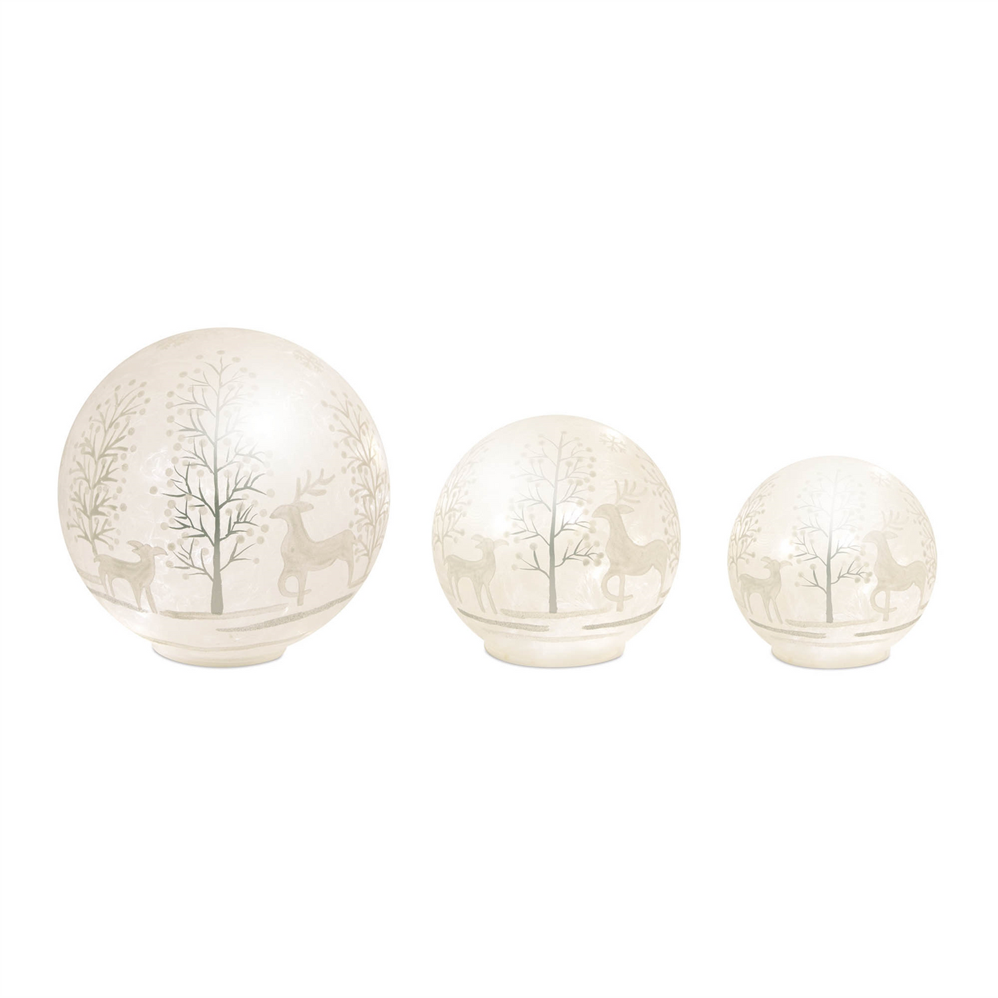LED Frosted Glass Woodland Deer Orb (Set of 3) -Ship Only