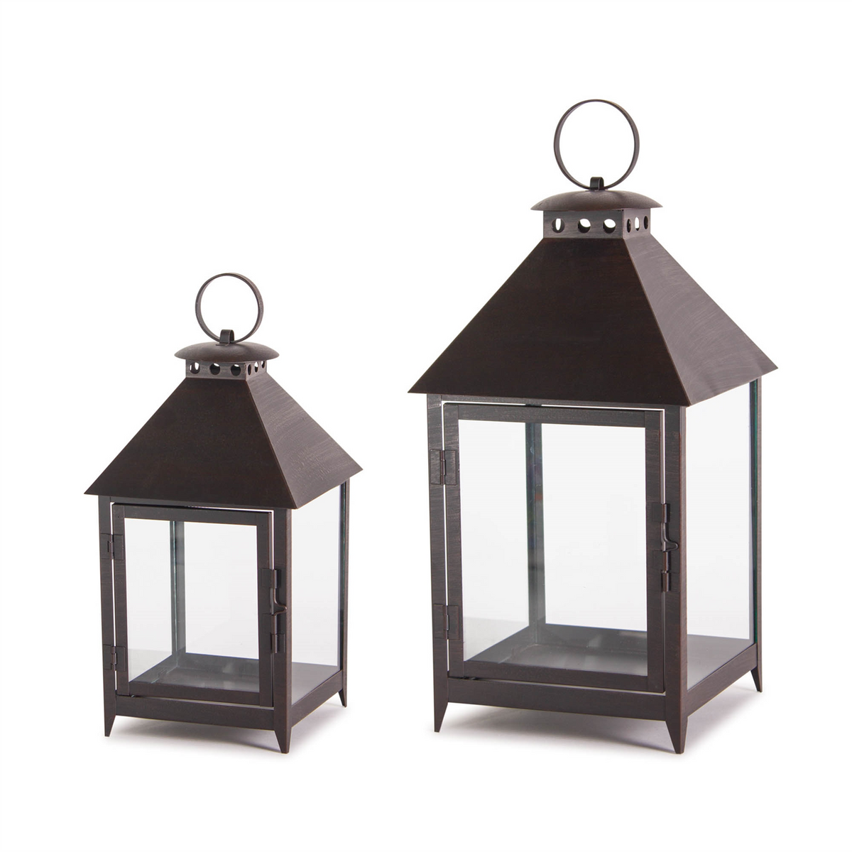 Footed Iron Metal Lantern (Set of 2) -Ship Only
