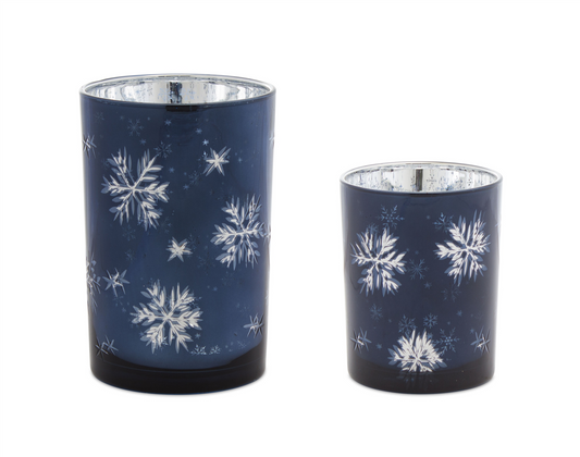 Frosted Votive Candle Holder with Snowflake Design (Set of 2) -Ship Only