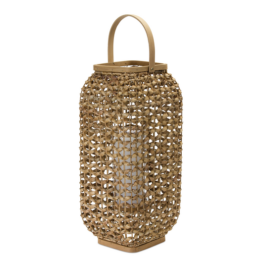Lantern 20"H Wicker/Glass -Ship Only