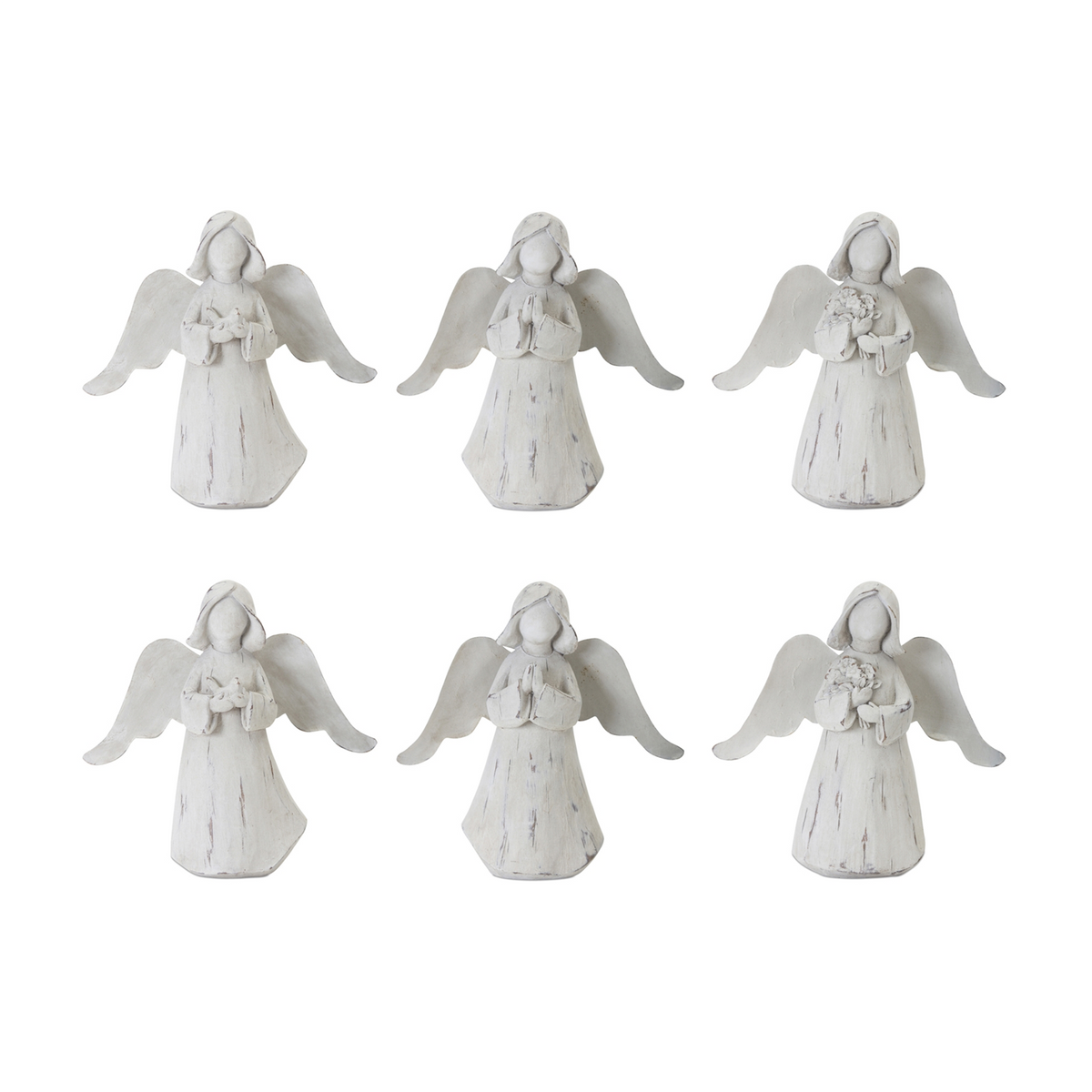 Praying Angel Figurine with Metal Wings (Set of 6) -Ship Only