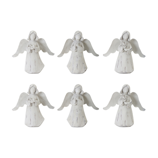 Praying Angel Figurine with Metal Wings (Set of 6) -Ship Only